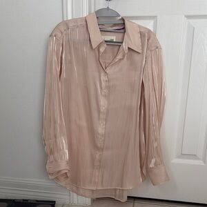 Silky Blush Button-Up Blouse